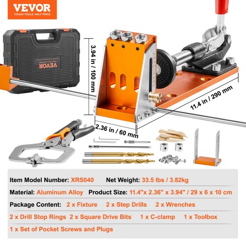 Pocket Hole Jig Kit 34 Pcs Pocket Hole Jig System with 11 Cclamp