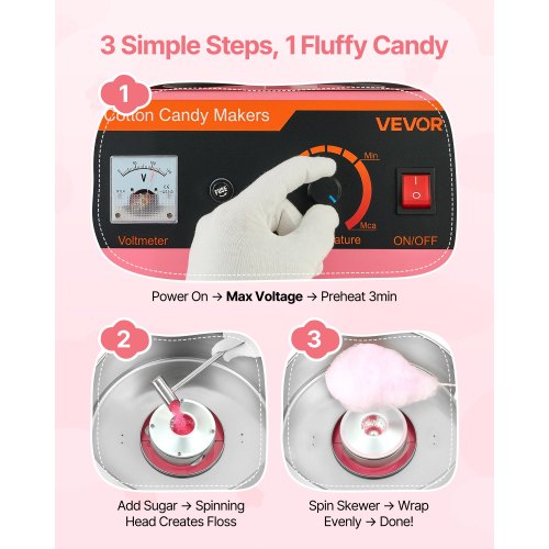Cotton Candy Machine Commercial 1000W Electric Candy Floss Maker Easy Use 1