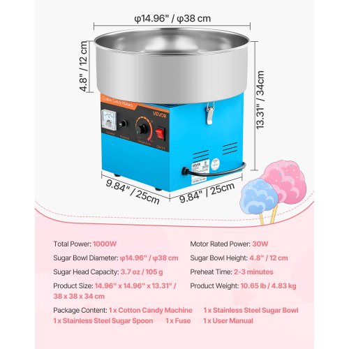 Cotton Candy Machine Commercial 1000W Electric Candy Floss Maker Easy Use 2