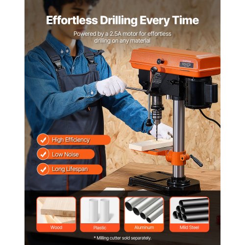 8 in Benchtop Drill Press 25A Induction Motor Tabletop Drilling Machine