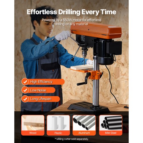 10 in Benchtop Drill Press 62A Induction Motor Tabletop Drilling Machine