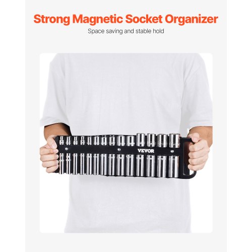 Portable Socket Organizer Tray 3Piece Metric SAE Socket Organizer Set