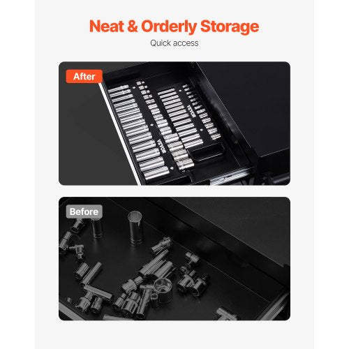 Portable Socket Organizer Tray 3Piece Metric SAE Socket Organizer Set