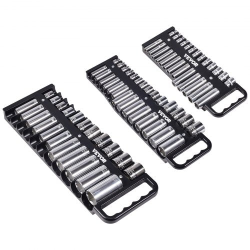 Portable Socket Organizer Tray 3Piece Metric SAE Socket Organizer Set