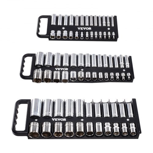 Portable Socket Organizer Tray 3Piece Metric SAE Socket Organizer Set