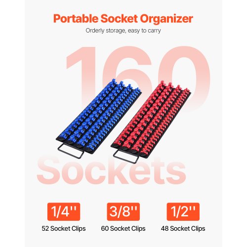 Portable Socket Organizer Tray 2PCS Metric SAE Socket Organizer Set Hold