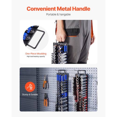 Portable Socket Organizer Tray 2PCS Metric SAE Socket Organizer Set Hold