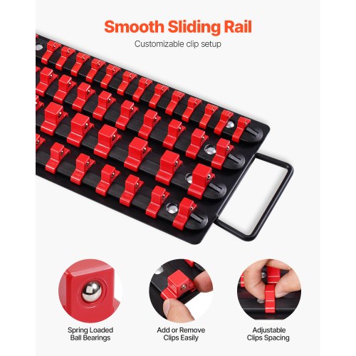 Portable Socket Organizer Tray 2PCS Metric SAE Socket Organizer Set Hold