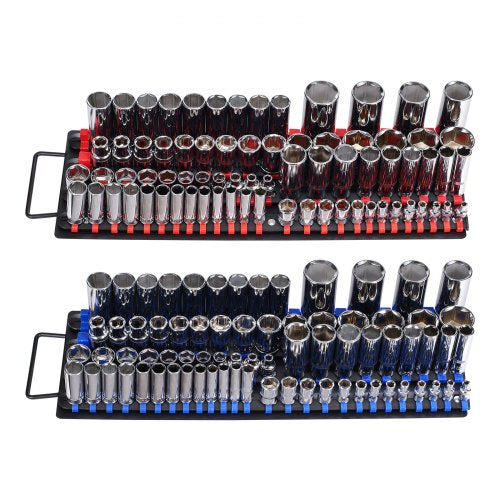 Portable Socket Organizer Tray 2PCS Metric SAE Socket Organizer Set Hold