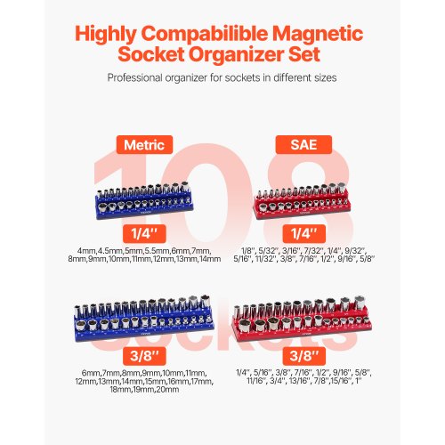 Magnetic Socket Organizer Set 4PCS Magnetic Socket Holder 14 38