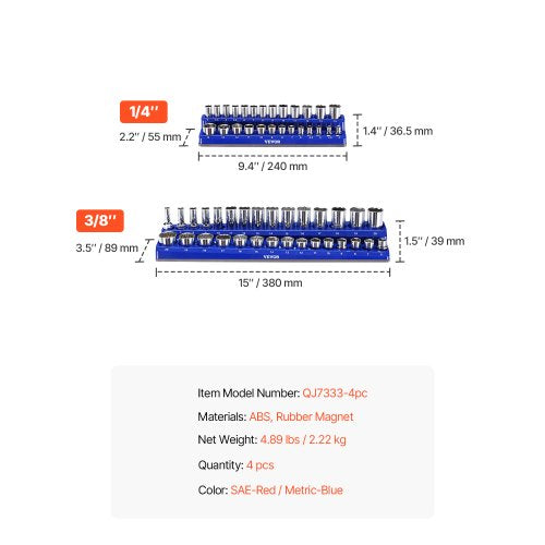 Magnetic Socket Organizer Set 4PCS Magnetic Socket Holder 14 38