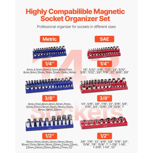 Magnetic Socket Organizer Set 6PCS Socket Holder 14 38 12