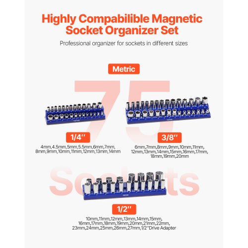 Magnetic Socket Organizer Set 3PCS Magnetic Socket Holder 14 38