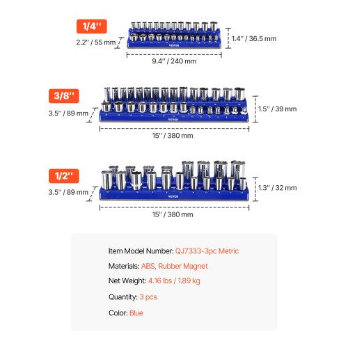 Magnetic Socket Organizer Set 3PCS Magnetic Socket Holder 14 38