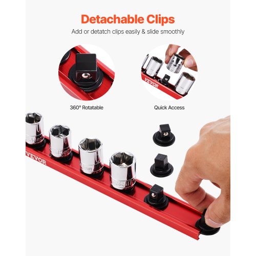 Socket Organizer Rail Set 3PCS Metric SAE Aluminum Socket Organizers