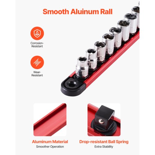 Socket Organizer Rail Set 3PCS Metric SAE Aluminum Socket Organizers