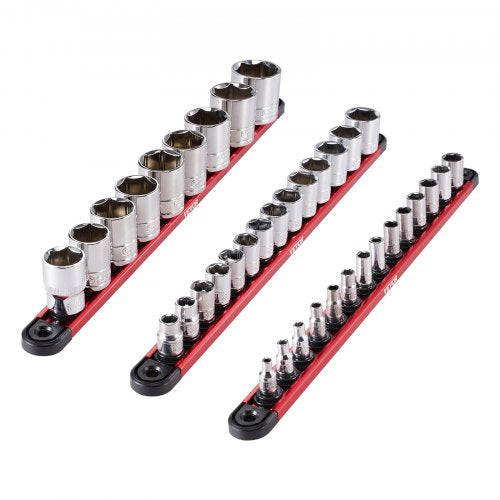 Socket Organizer Rail Set 3PCS Metric SAE Aluminum Socket Organizers