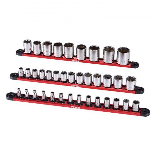 Socket Organizer Rail Set 3PCS Metric SAE Aluminum Socket Organizers