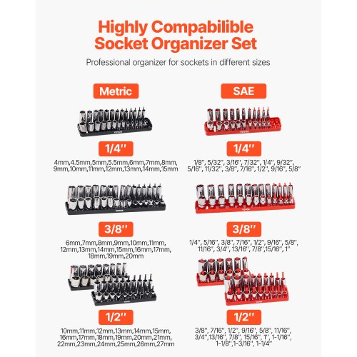 Socket Organizer Set 8PCS HighRod Socket Holder 14 38 12