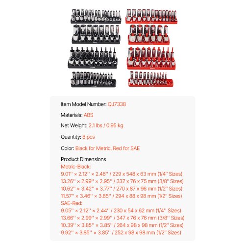 Socket Organizer Set 8PCS HighRod Socket Holder 14 38 12