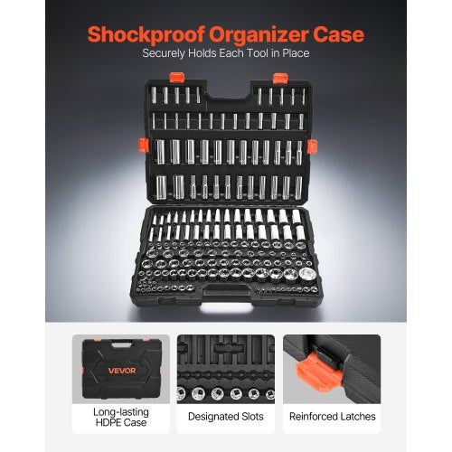 Socket Set 163 Pieces 38 14 12 Inch Drive Tool Sae And Metric Deep Standard