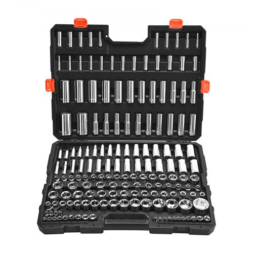 Socket Set 163 Pieces 38 14 12 Inch Drive Tool Sae And Metric Deep Standard