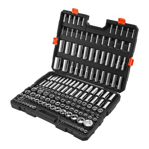 Socket Set 163 Pieces 38 14 12 Inch Drive Tool Sae And Metric Deep Standard