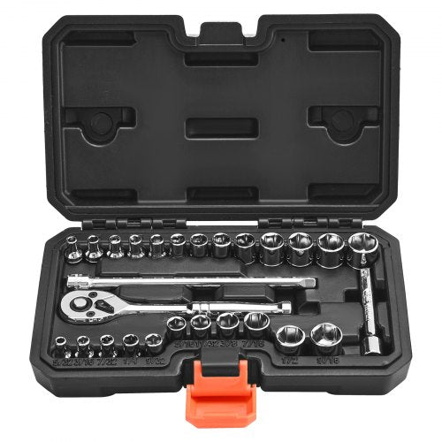 Socket Set 27 Pieces 14 inch Drive Socket and Ratchet Set SAE and Ratchet Set