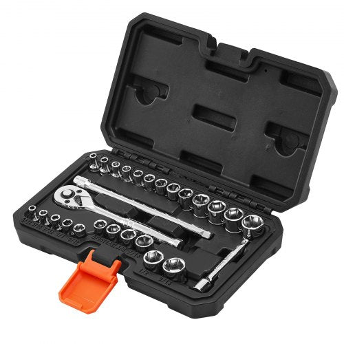 Socket Set 27 Pieces 14 inch Drive Socket and Ratchet Set SAE and Ratchet Set