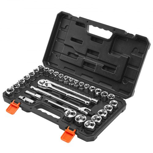 Socket Set 33 Pieces 12 inch Drive Socket and Ratchet Set SAE and Ratchet Set