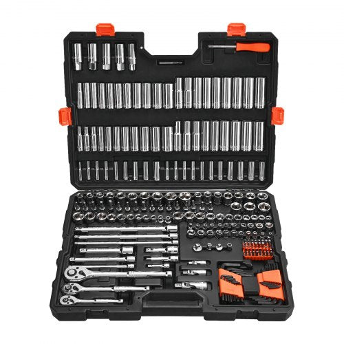 Socket Set 225 Pieces 38 14 12 inch Drive Socket and Ratchet Set