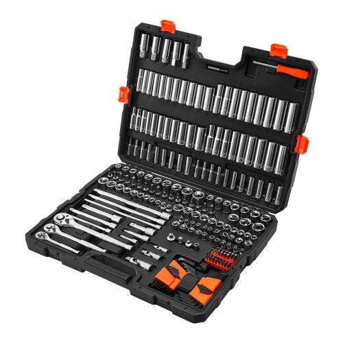 Socket Set 225 Pieces 38 14 12 inch Drive Socket and Ratchet Set