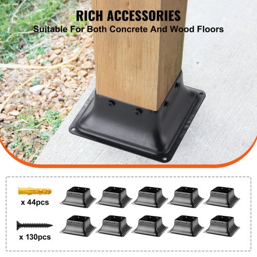 Post Base 4x4 10Pcs Internal 36x36 Heavy Duty PowderCoated Steel Post