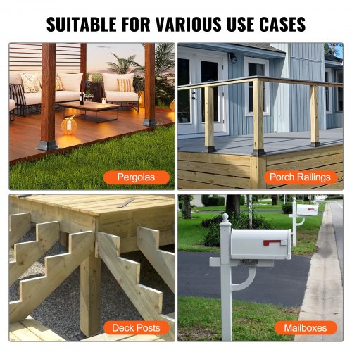 4x4 Post Base 4Pcs Internal 36x36 Heavy Duty PowderCoated Steel Post