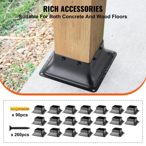 4x4 Post Base 20Pcs Internal 36x36 Heavy Duty PowderCoated Steel Post