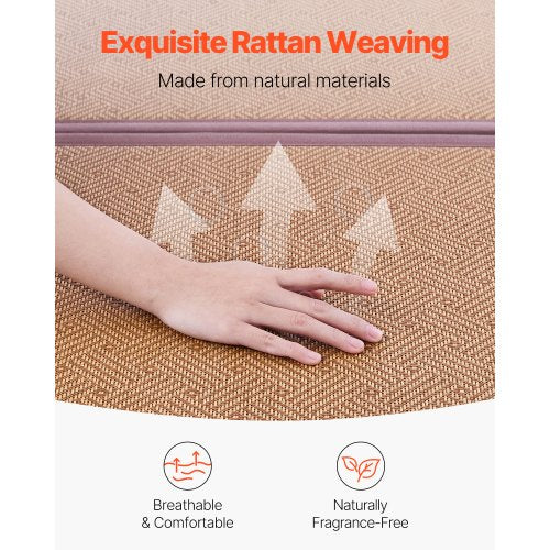 Japanese Tatami Mat 80 x 39 in Foldable Handwoven Natural Rattan Tatami