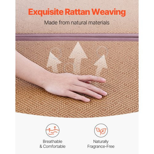 Japanese Tatami Mat 80 x 55 in Foldable Handwoven Natural Rattan Tatami