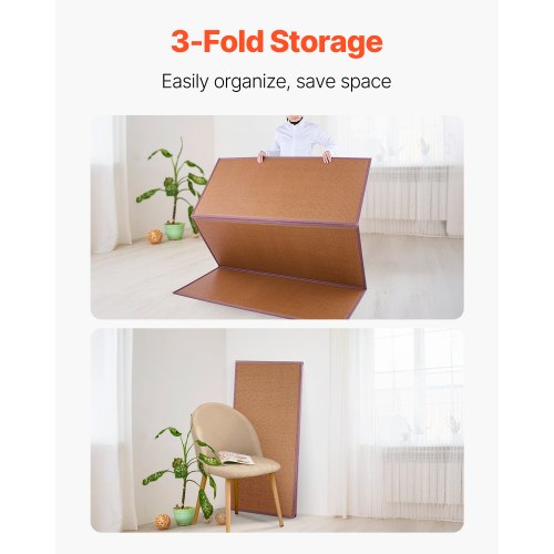 Japanese Tatami Mat 80 x 55 in Foldable Handwoven Natural Rattan Tatami