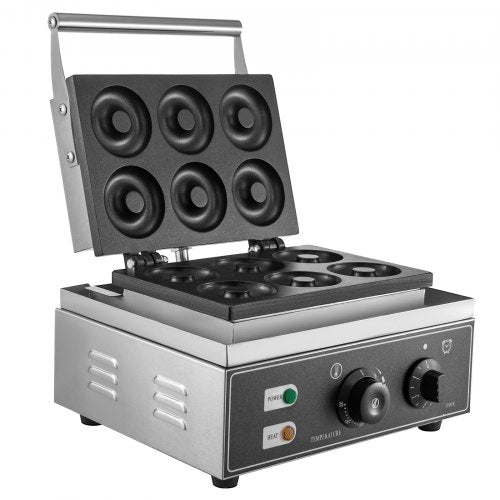 110V Commercial Waffle Donut Machine 6 Holes DoubleSided Heating 50300