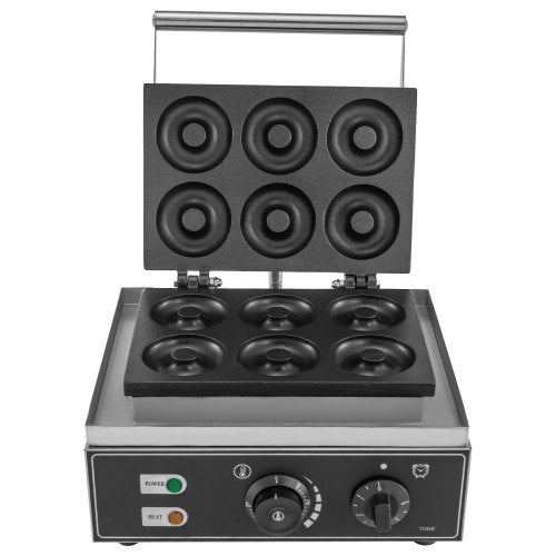 110V Commercial Waffle Donut Machine 6 Holes DoubleSided Heating 50300