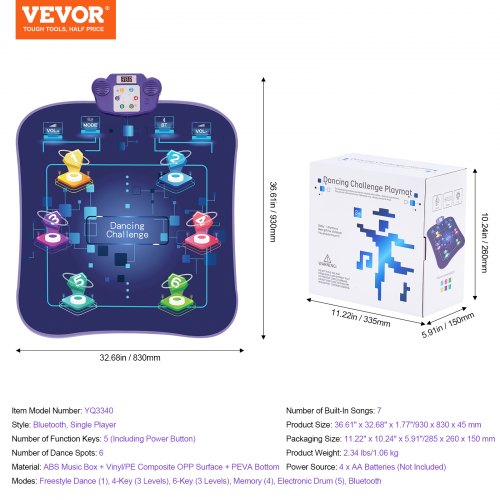 Dance Mat 6Button Dance Mixer Rhythm Step Play Mat Electronic Dance Pad