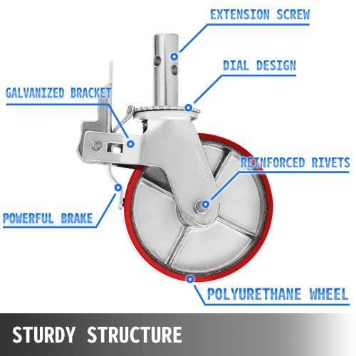 Scaffolding Wheels Set Heavy Duty 4Pack 8 Scaffolding Casters with 4400