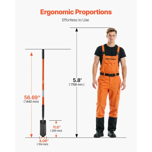 Trench Shovel 4 in Blade HeavyDuty Trenching Shovel Narrow Spade Trench