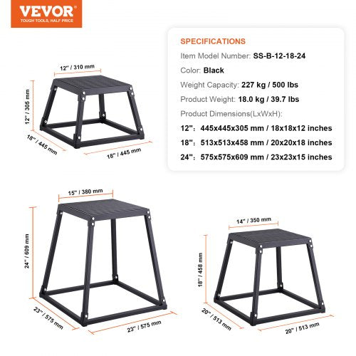 Plyometric Jump Boxes 121824 Inch Plyo Box Platform and Jumping Agility