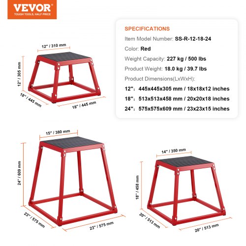 Plyometric Jump Boxes 121824 Inch Plyo Box Platform and Jumping Agility