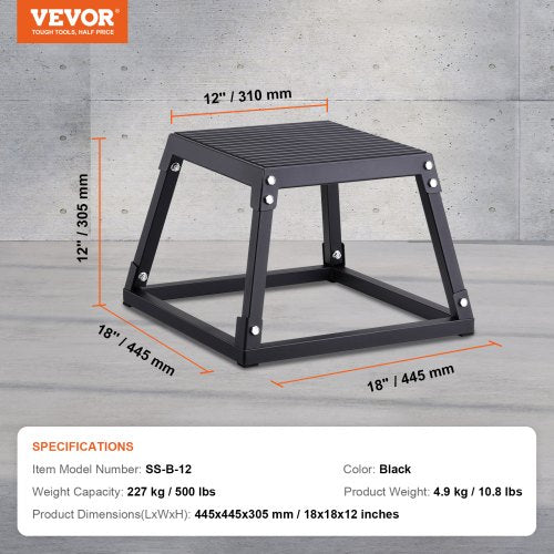 Plyometric Jump Box 12 Inch Plyo Box Steel Plyometric Platform and Jumping