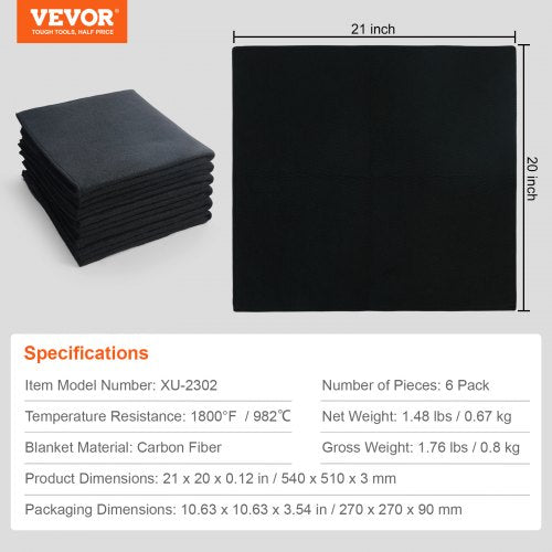 Carbon Felt Welding Blanket 6 Pack 21 x 20 Flame Retardant Welding