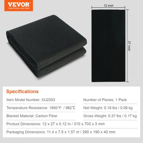 Carbon Felt Welding Blanket 27 x 12 Flame Retardant Welding Blankets