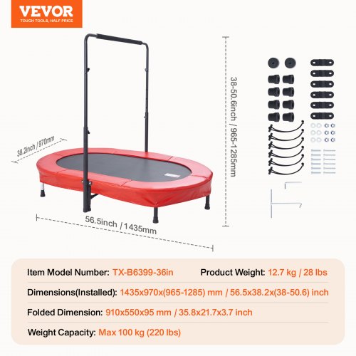 Kids Trampoline 56x36 inch Indoor Outdoor Trampoline Foldable Mini