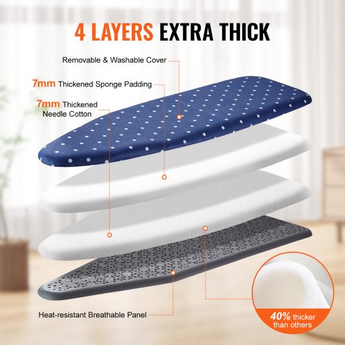 Ironing Board with Bottom Storage Tray Thickened 4 Layers Iron Board